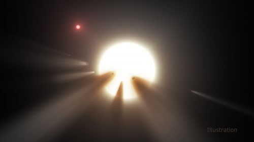ההשערה המקורית של בויאג'יאן הייתה שנחילים של שביטי ענק החולפים סמוך לכוכב הם הסיבה להתעמעמות אורו. הדמייה: NASA/JPL-Caltech