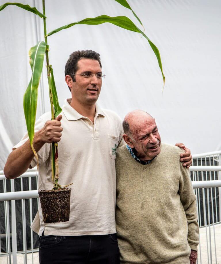 Michael and Tom Amit, the CEO of the Botanical Garden in Jerusalem. PR photo