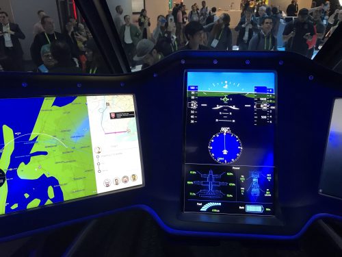 The cockpit of Bell Helicopter's Nexus flying taxi at CES. Photo: Avi Blizovsky