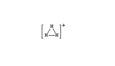 الصيغة البنائية لكاتيون ثلاثي الهيدروجين (Trihydrogen)، أو H3+