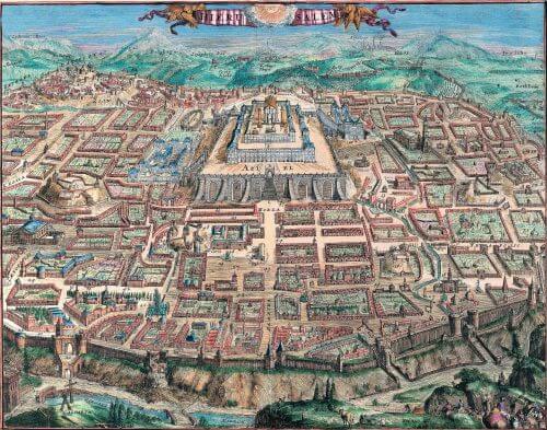 מפה עתיקה של ירושלים. צילום באדיבות הספריה הלאומית