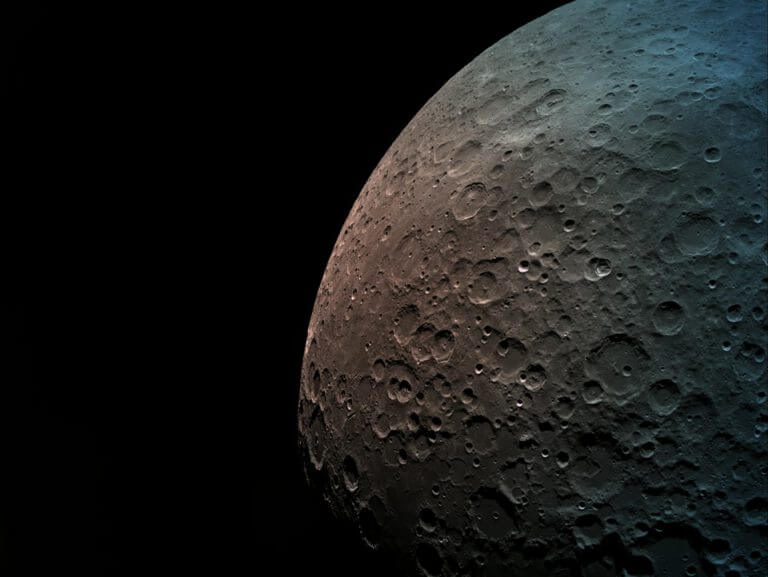 The far side of the moon, from an altitude of 550 km. The far side of the moon - Credit for Genesis photo courtesy of SpaceIL and Israel Aerospace Industries.