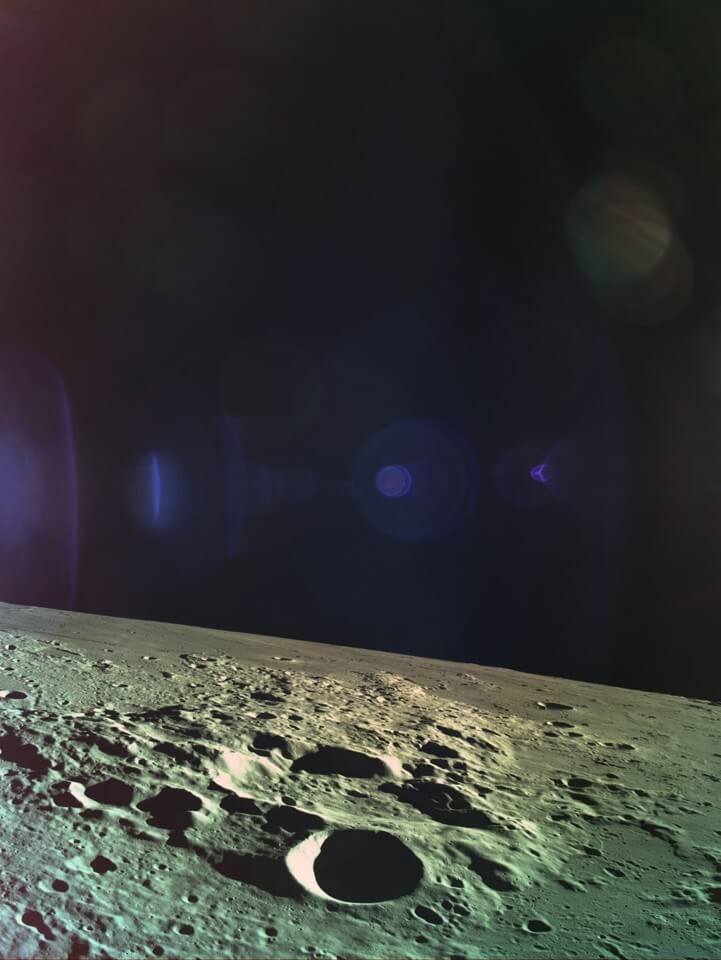 The second and last image sent by the Genesis spacecraft before it crashed on the moon, on April 11, 2019. Photo: SpaceIL and Israel Aerospace Industries
