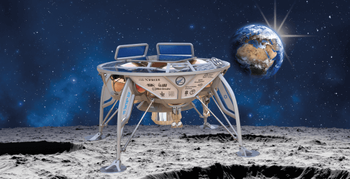 A simulation of the Genesis landing on the moon, which ended up looking completely different. Illustration: SpaceIL and the Aerospace Industry