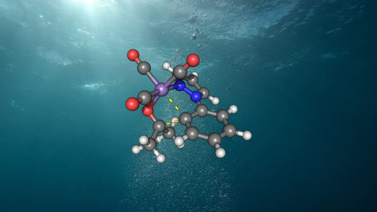 The molecular structure of the state-of-the-art manganese catalyst in water [Courtesy: University of Göttingen]