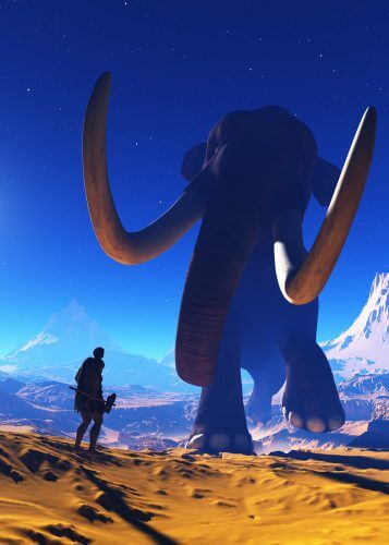 Neanderthal man tries to hunt a mammoth. Illustration: shutterstock