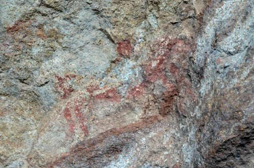Prehistoric cave paintings in the Lago Jeinimeni Nacional Reserve, southern Chile. Photo: shutterstock