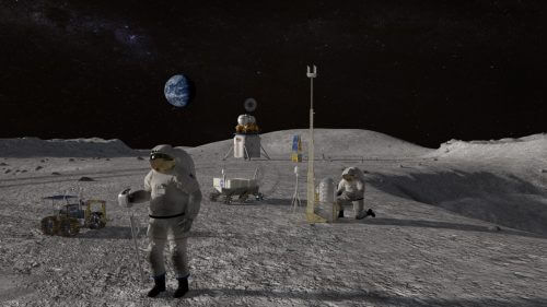 אסטרונאוטים עתידיים על הירח במסגרת תוכנית ארטמיס. איור: נאס"א