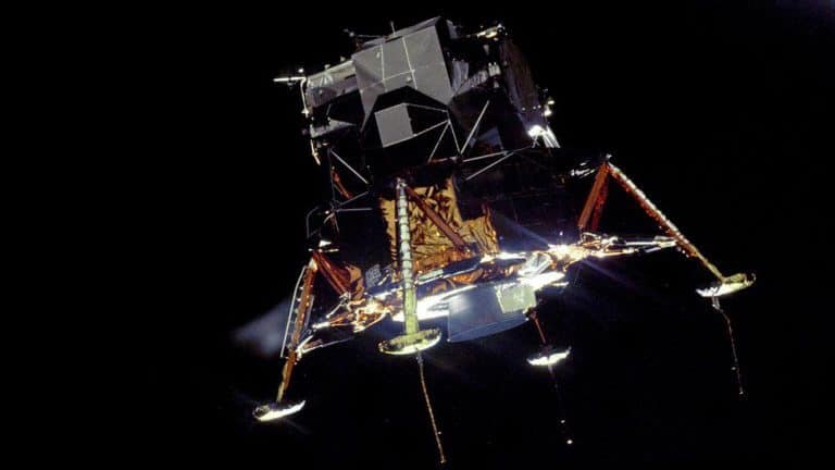 The Apollo 11 lunar lander, as photographed by Michael Collins from the command spacecraft. A few minutes later, the malfunction was discovered that almost caused the landing to be canceled if not for the resourcefulness of Neil Armstrong. Photo: NASA