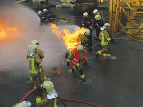 Fireproof fabric experiment for fire fighters. Photo: NASA
