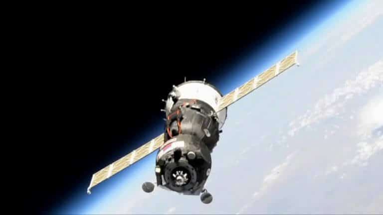 The Soyuz MS-14 spacecraft as photographed on August 24, 2019 during its docking attempt at the space station. Photo: NASA