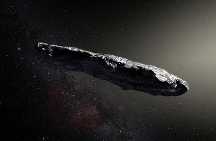 An illustration of the appearance of Comet Omoamua based on observations by the European Southern Observatory (ESO)