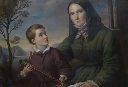 Love is alienated and cold. A drawing of Humboldt aged about ten, with his widowed mother Source: Wikipedia, public domain