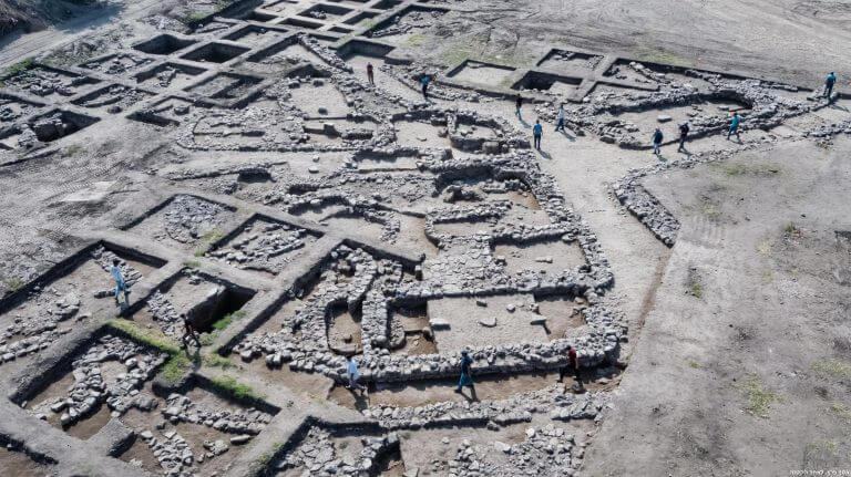 עיר בת 5,000 שנה שהתגלתה ליד חריש, 2019. צילום אוויר, אסף פרץ