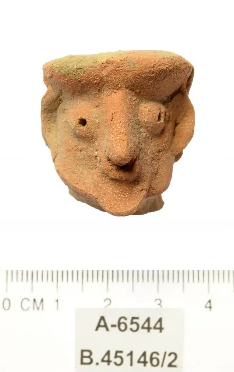 ראש צלמית בדמות אדם. צילום: קלרה עמית, רשות העתיקות