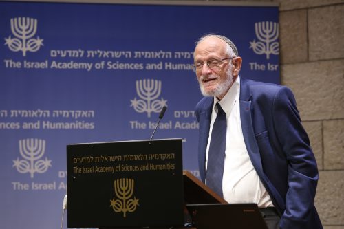 To Prof. Hillel Furstenberg. Photo: Hebrew University Spokesperson