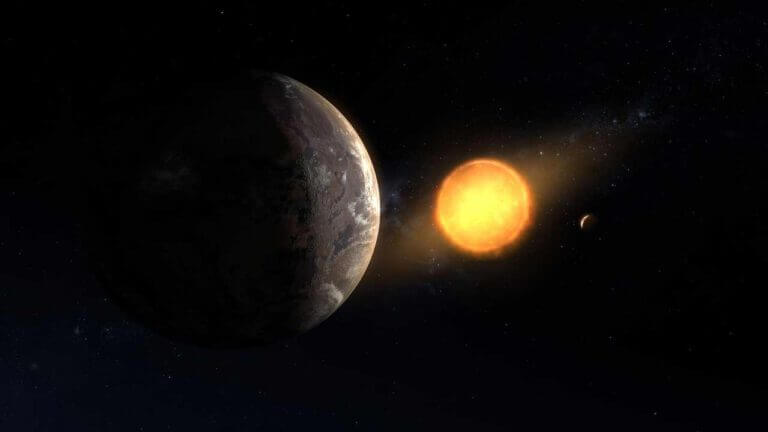 Kepler-1649c מקיף את הננס האדום שבמרכז המערכת. ברגע בקטן כוכב הלכת הידוע השני Kepler-1649b. איור: NASA/Ames Research Center/Daniel Rutter