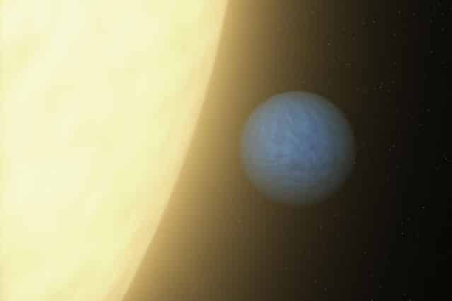כוכב לכת מימני הדומה לצדק, אך מקיף את השמש שלו מקרוב (צדק חם). איור: נאס"א