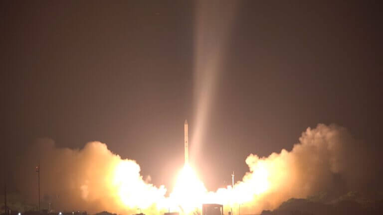 The launch of the Ofek 16 satellite from the Palmahim base on July 6, 2020. Photo: Ministry of Defense spokespeople.