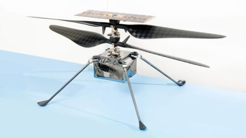 Demonstration of the flight model of NASA's Mars Ingenuity helicopter. Photo: NASA/JPL-Caltech