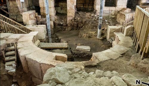 The excavation site in the Western Wall tunnels. The excavations were carried out as part of the tourist development of the site. Courtesy of the Weizmann Institute