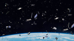 פסולת חלל המסכנת את הלווינים הפעילים. איור: shutterstock, המתבסס על שילוב תמונות, בין היתר של נאס"א