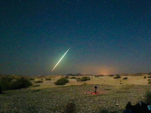Bolide - fireball - was photographed on the night between August 12 and 13, 2020. Photo: Nadav Rotenberg, chairman of the Israeli Astronomical Society
