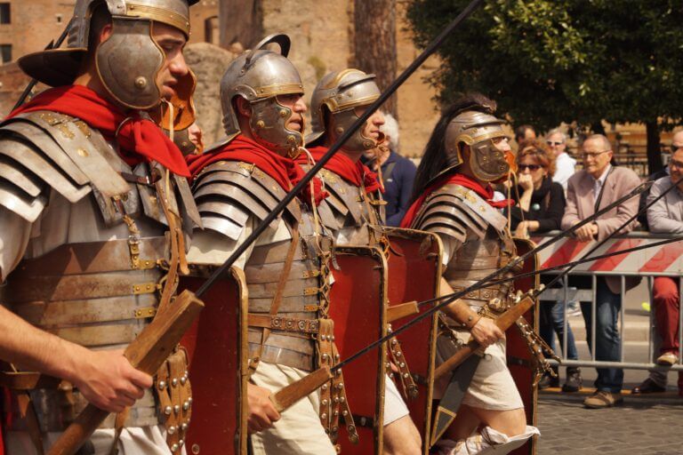 Demonstration of Roman soldiers' clothing. From Jumpstory