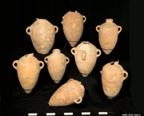 Photos 1: One of the groups of jars studied in the study from Khirbet Kayafa. Photo: Clara Amit, Antiquities Authority