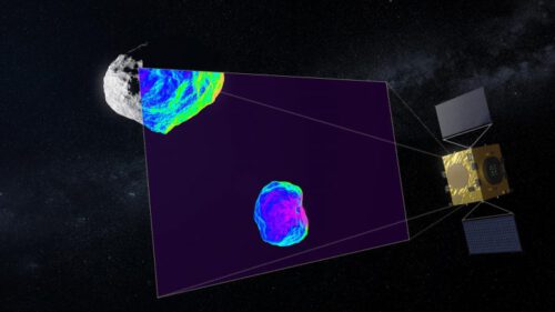 Hera uses infrared to scan the impact crater. Figure: European Space Agency