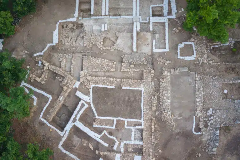 An aerial view of the destroyed palace at Tel Kabri. Photo: Research team, Tel Kabri excavations