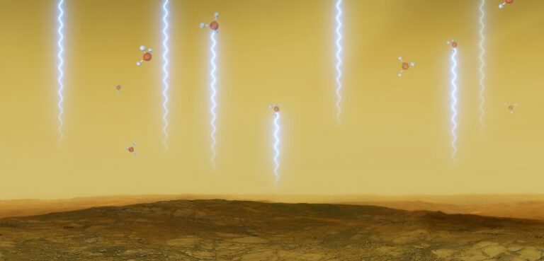 The surface of Venus and its atmosphere, where phosphines are at cloud level. Figure: ESO
