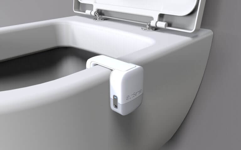 An OutSense IOT device that monitors the toilet. PR photo