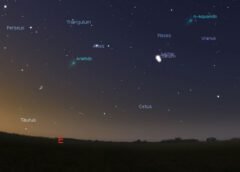 התקבצות צדק ושבתאי בשמי השחר בשנת 7 לפני הספירה. קרדיט - תוכנת Stellarium.