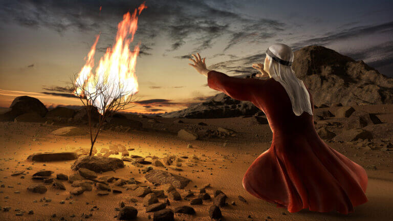 Moses and the burning bush. Image: depositphotos.com