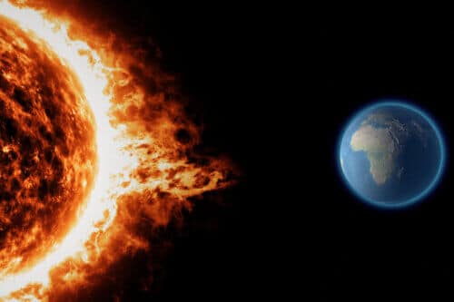 התפרצות שמש - הנייטרינו שנפלט חוצה את כדור הארץ.  .  <a href="https://depositphotos.com. ">איור: depositphotos.com</a>