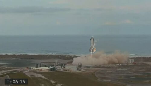 Landing of the SpaceX Starship Prototype SN10, 3/3/21. Photo: SPACEX