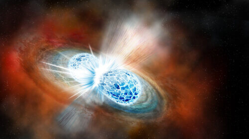 כוכבי נויטרונים מתנגשים עלולים ליצור חורים שחורים במסת השמש. קרדיט: רובין דינל / מכון קרנגי למדע