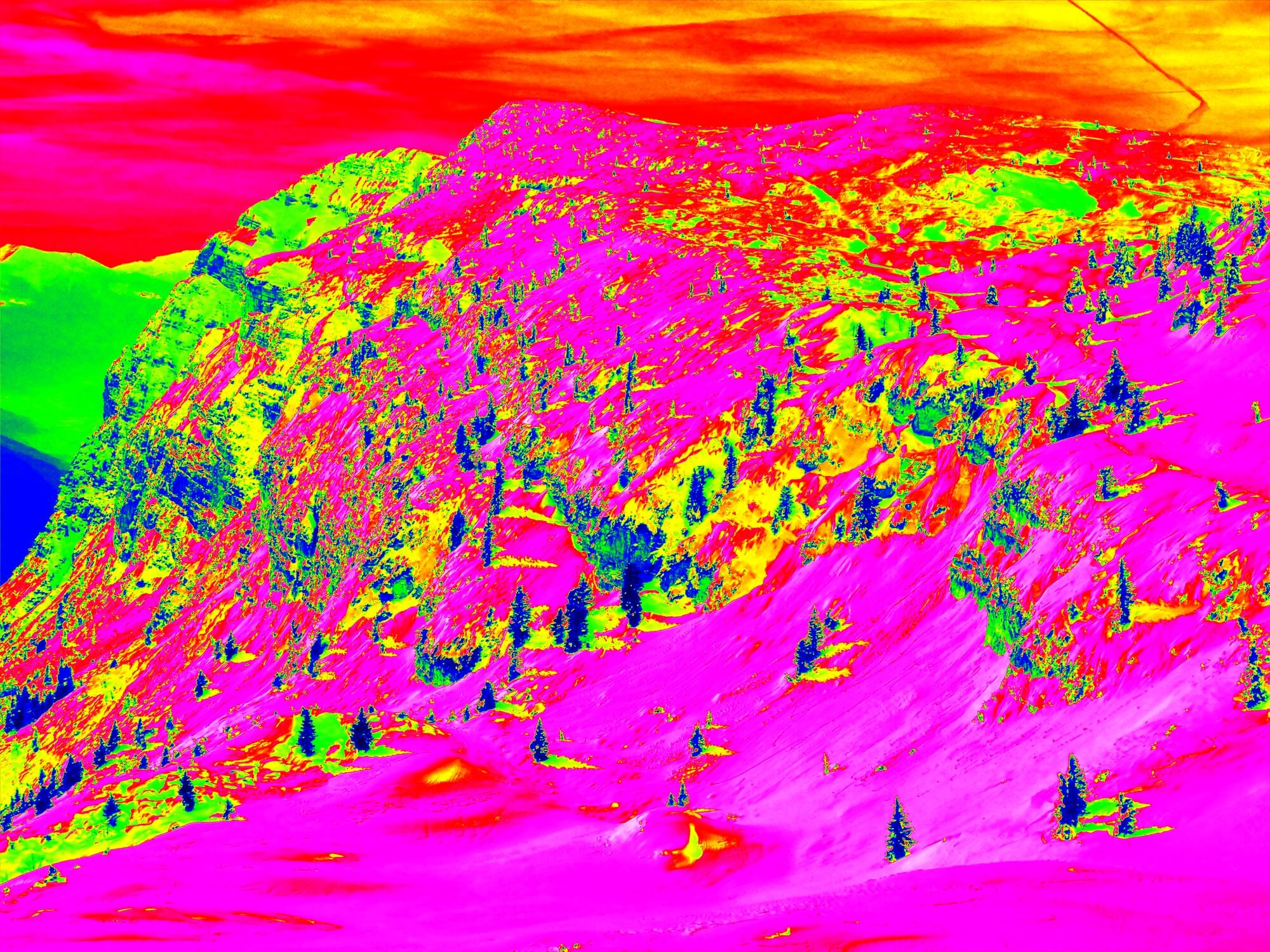 Infrared photography of a ski resort in Europe. Image: depositphotos.com