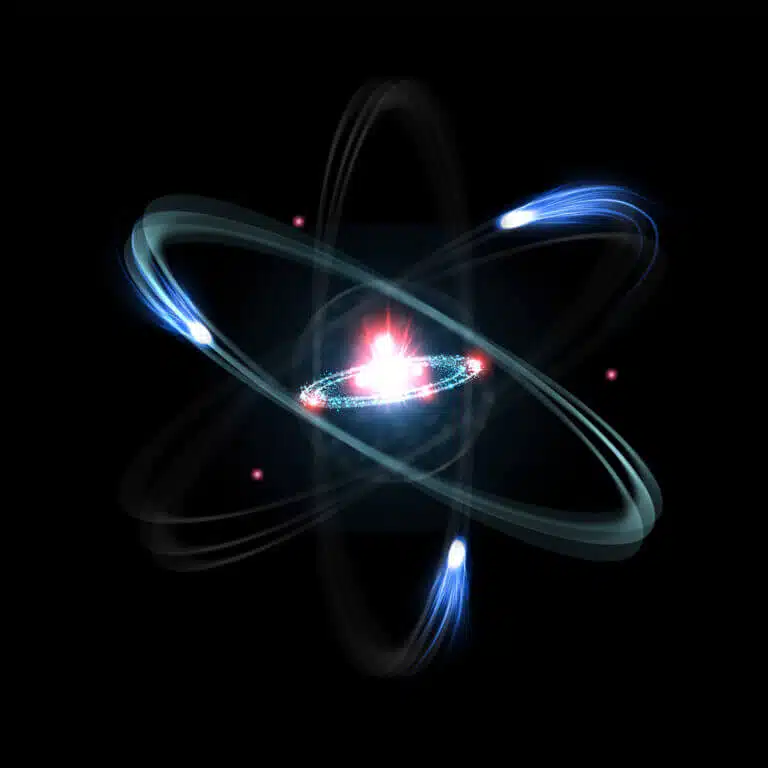 An atom is surrounded by electrons. Photo: depositphotos.com
