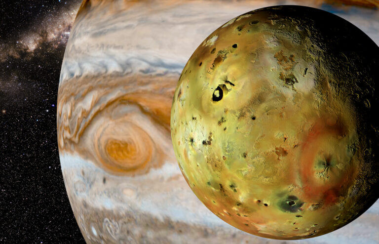 Jupiter and one of his moons. Photo: depositphotos.com
