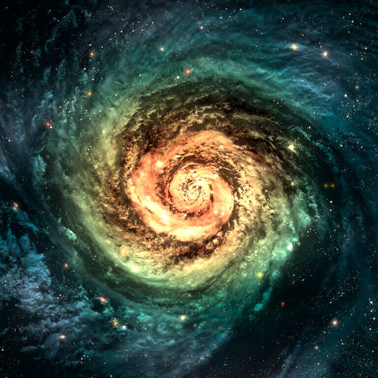 איור אמן המתאר גלקסיה ספירלית בחלל העמוק (תמונה זו היא המחשה בלבד, ואינה מתארת גלקסיה כלשהי). צילום: depositphotos.com