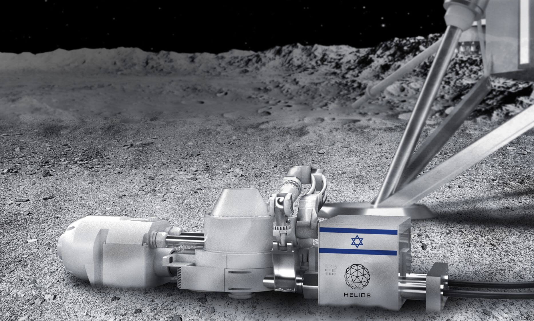 Simulation of oxygen production and shrinking on the moon. Courtesy of Helios