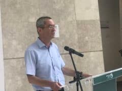 ראש המכון לננוטכנולוגיה וחומרים מתקדמים באוניברסיטת בר אילן פרופ' דרור פיקסלר בפתיחת מוזיאון ננו. צילום: אבי בליזובסקי