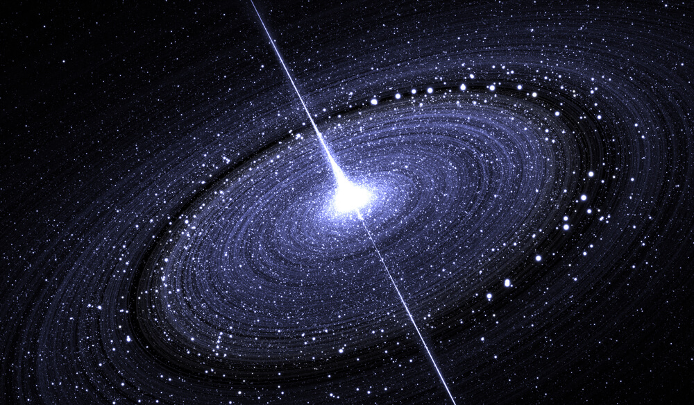 סילון הנפלט מחור שחור במרכז גלקסיה. איור: shutterstock