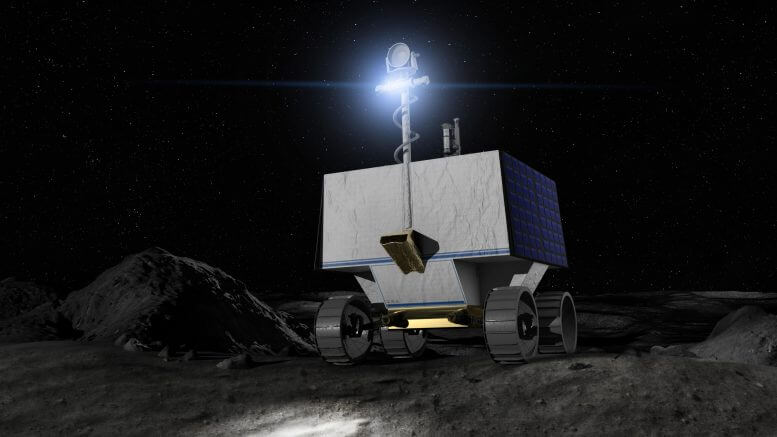 Illustration of NASA's Viper robot on the surface of the Moon. Credit: NASA Ames/Daniel Rutter