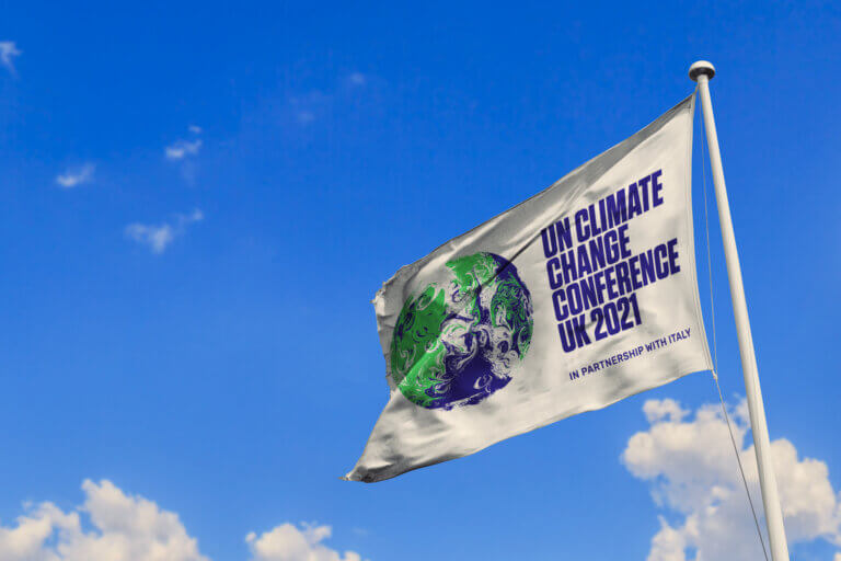 דגל כנס האקלים בגלזגו. המחשה: depositphotos.com