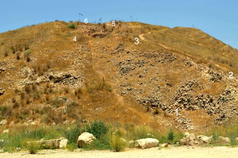 Tel Lachish and the remains of the battery. Photo courtesy of the Hebrew University