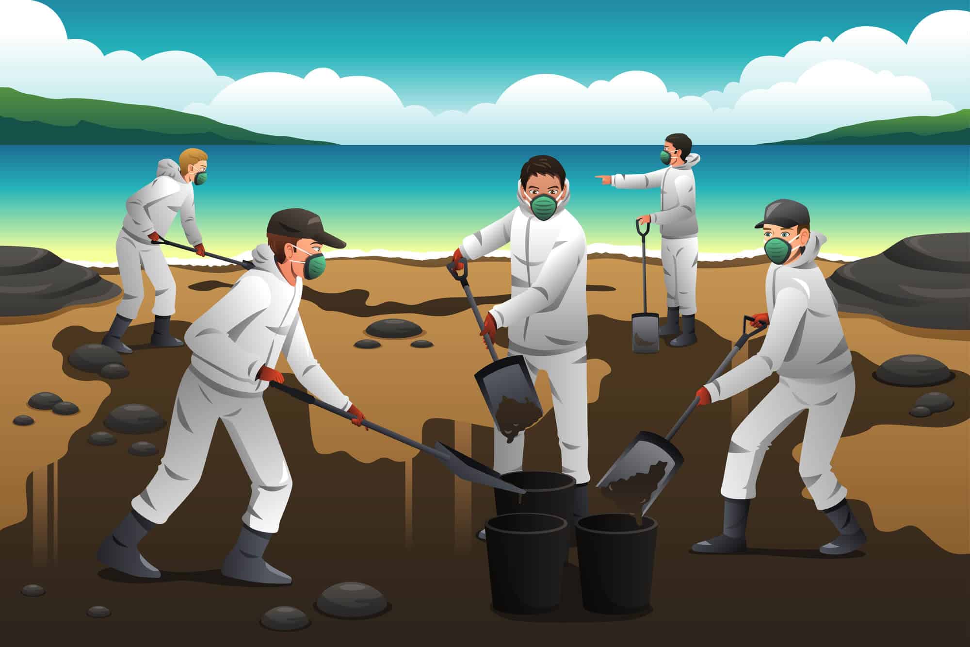 Cleaning up after an oil spill. Illustration: depositphotos.com
