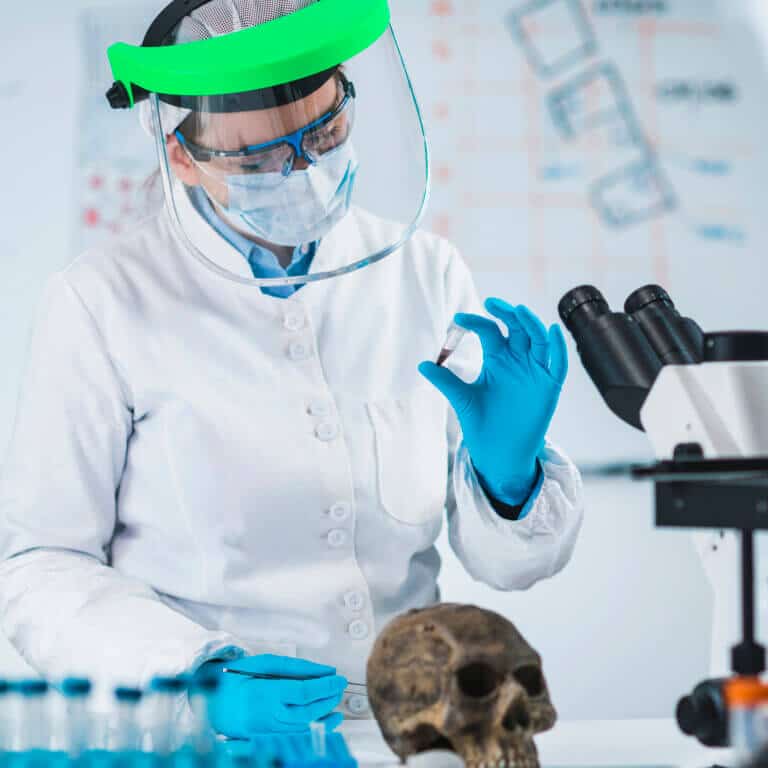 Taking a DNA sample from an ancient skeleton Illustration: depositphotos.com
